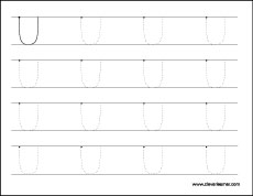 Upper case letter U tracing sheets for children