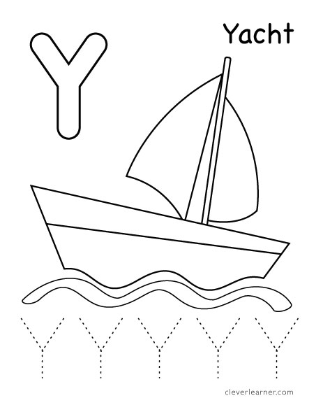 Y is for yacht color sheets for preschool
