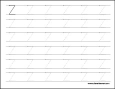 Upper case letter z tracing sheets