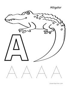 Letter A is for alligator coloring sheet
