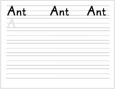 big A for Acorn practice writing sheet