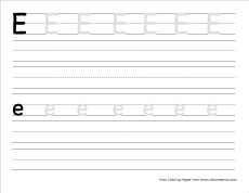 small e practice writing sheet