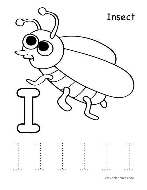 I is for insect tracing sheets for preschool children