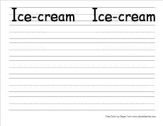 big i for ice-cream practice writing sheet
