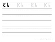 big k practice writing sheet