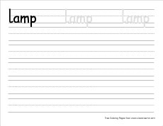 small l for lamp practice writing sheet