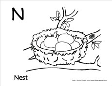 Letter n colouring sheets
