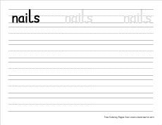 small n for nails practice writing sheet