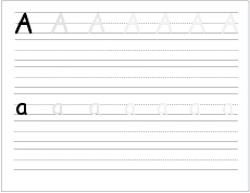 small A practice writing sheet