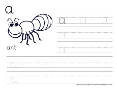 how to write small A prctice sheet