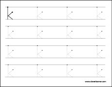 small Letter K tracing sheets for preschool