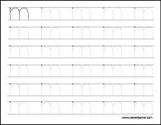 small letter m tracing sheets for children