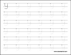 Small letter y tracing sheets for children