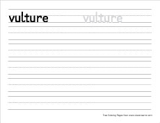 small v for vulture practice writing sheet