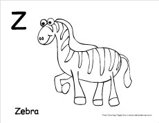 Letter z colouring sheets