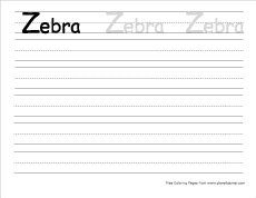 big z for zebra practice writing sheet