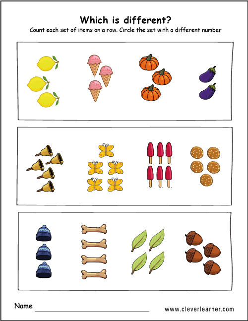 Count and circle the different number preschool activity