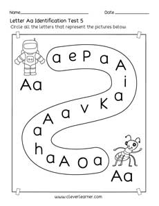 Homeschool pre-K letter A identification printable