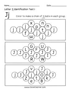 Free letter J identification sheet for preschool