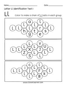 Free letter l identification sheet for preschool