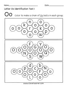 Free letter O identification sheet for preschool