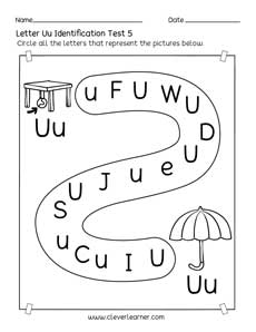 Homeschool pre-K letter U identification printable