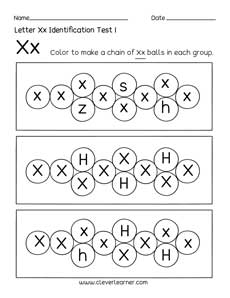 Free letter X identification sheet for preschool