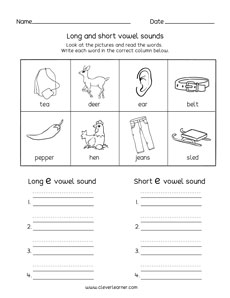 vowel sounds activity worksheets for first grade