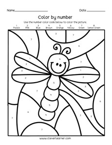 Prek color by number worksheet