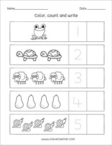 free preschool counting and writing activity sheets