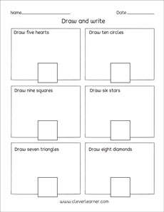 Draw and count activity sheets for children