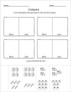 Free preschool worksheet more and less