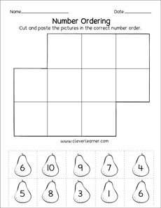 Free Kindergarten number ordering activity