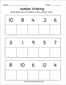 homeschool number ordering activity for children