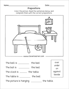 First grade prepositions 