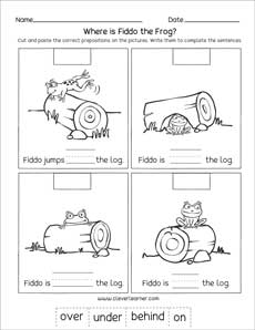 Great preschool prepositions printables