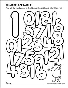 number scramble colouring sheets