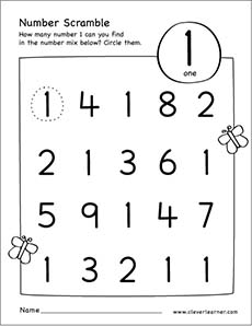 Free printable scramble number activity