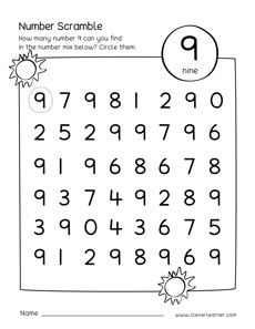 Free scrambled numbers printable activity