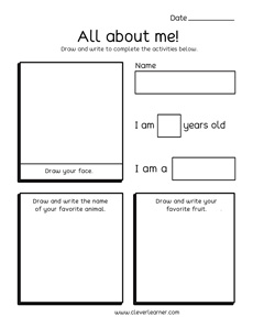 Myself Kindergarten Worksheet