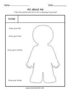 PreK Trace yourself activity worksheet