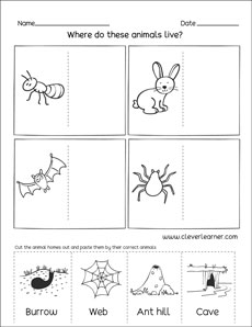 Free worksheets on animal homes