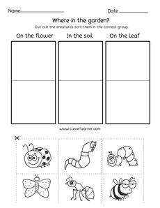 Kindergarten garden creatures printables