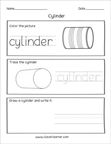 Cylinder tracing worksheet for kindergarten