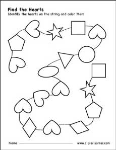 Heart shape identification activity for preschools