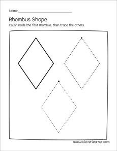 Rhombus shape activity sheets for preschool