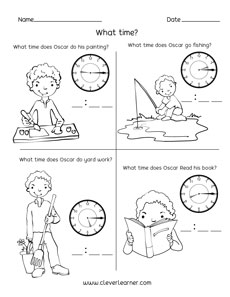 free quarter past the hour worksheet for children