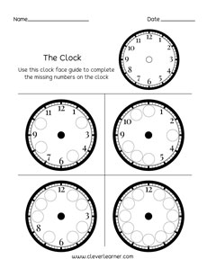 label the clock face activity sheet