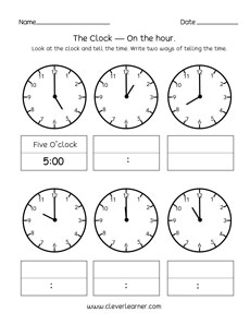 Tell the time worksheet