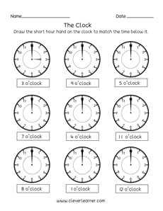 Third grade time-telling worksheet